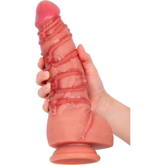 Телесный фаллоимитатор с имитацией шибари - 25 см - EROWOMAN REALISTIC. Фотография 6.