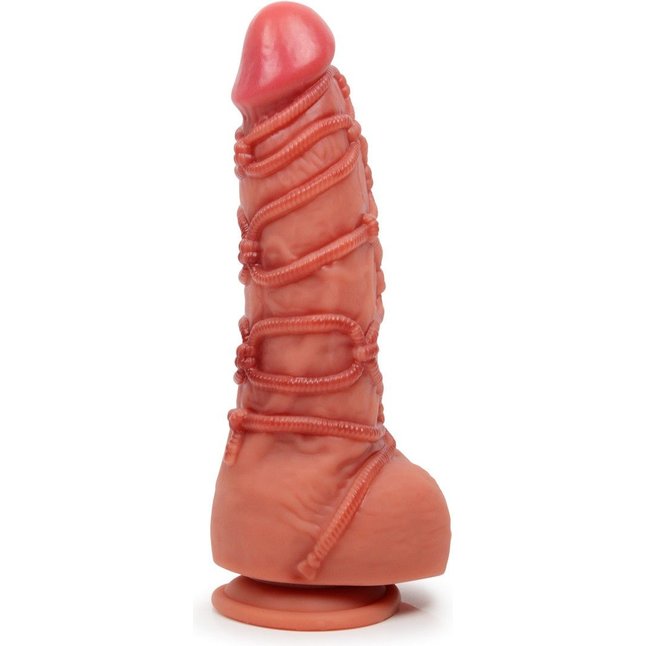 Телесный фаллоимитатор с имитацией шибари - 25 см - EROWOMAN REALISTIC