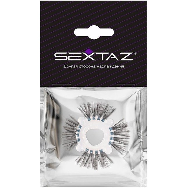 Эластичное эрекционное кольцо с черными «ресничками». Фотография 2.