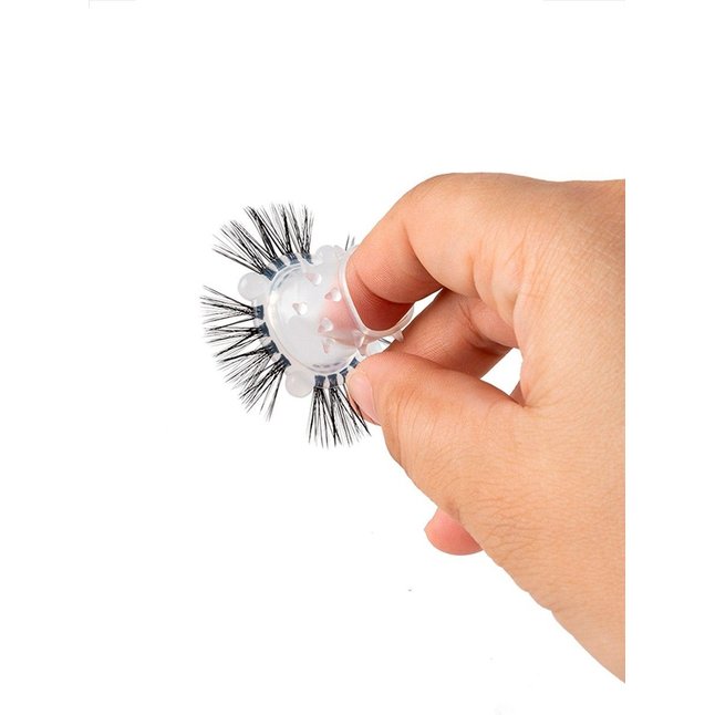 Эластичное эрекционное кольцо с черными «ресничками». Фотография 7.