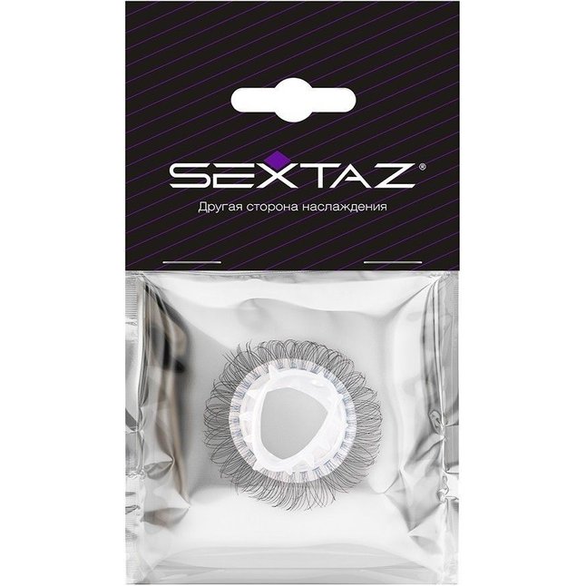 Эластичное эрекционное кольцо с длинными черными «ресничками». Фотография 2.