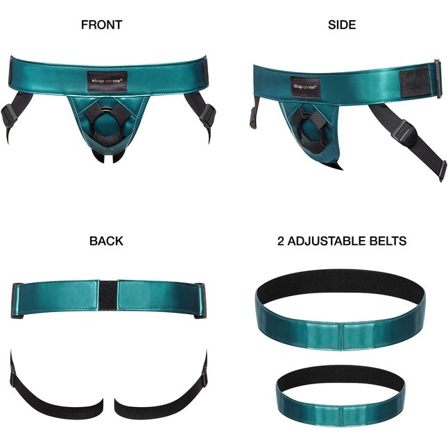 Зеленый пояс для страпона Strap-On-Me Harness Curious. Фотография 3.