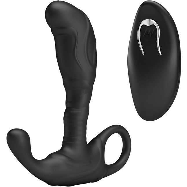 Черный изогнутый массажёр простаты с вибрацией и пультом ДУ - Mr.Play. Фотография 3.