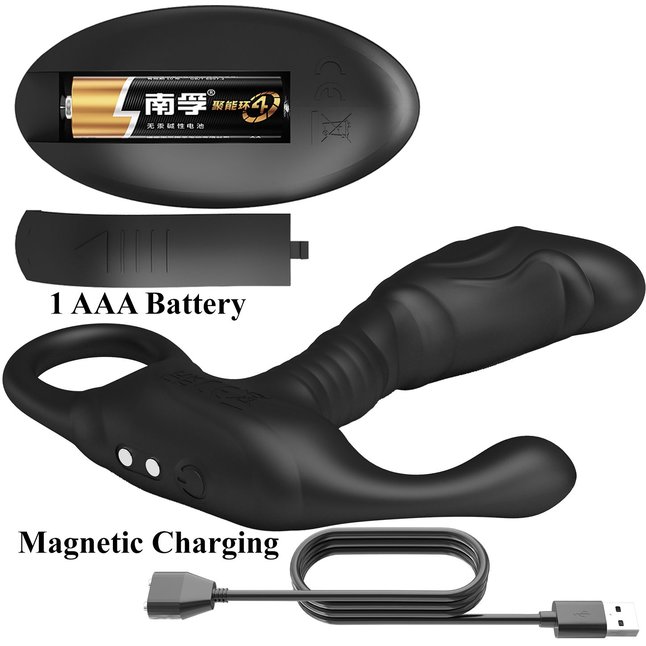 Черный изогнутый массажёр простаты с вибрацией и пультом ДУ - Mr.Play. Фотография 7.