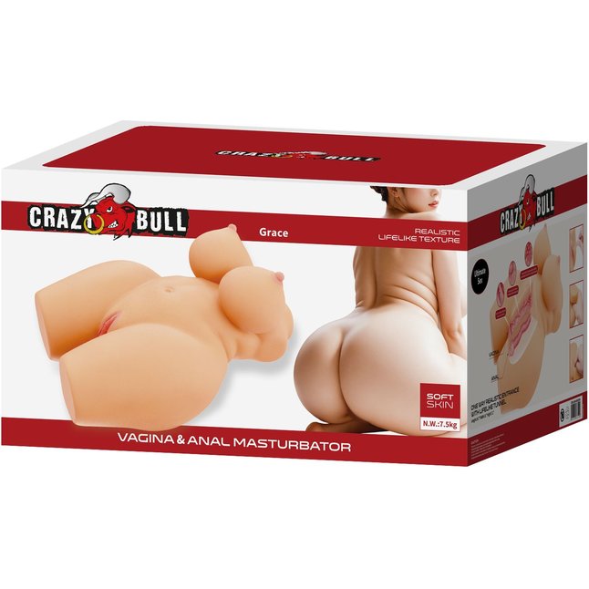 Телесный мастурбатор-торс Grace - Crazy Bull. Фотография 8.