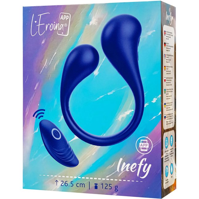 Синий многофункциональный вибратор Inefy с пультом ДУ - L EROINA. Фотография 11.