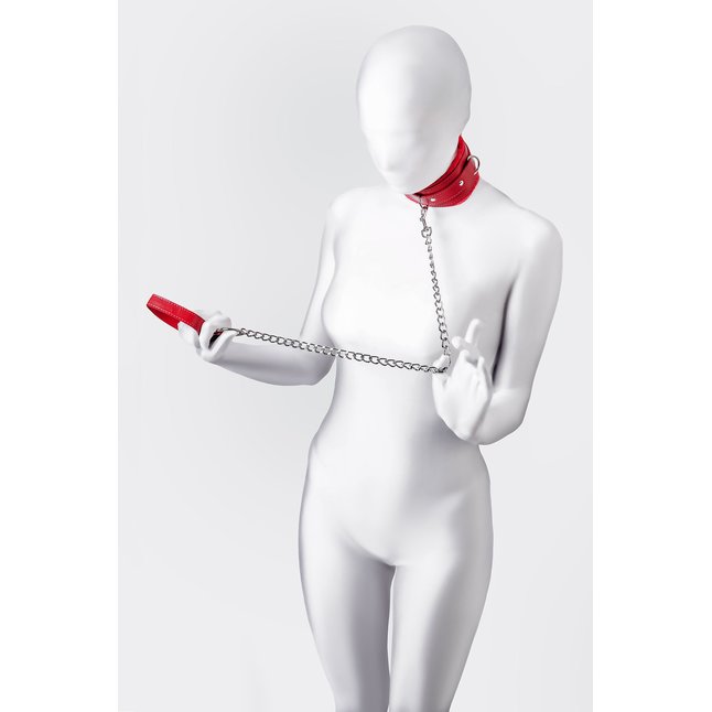 Красный ошейник с подкладкой из меха - Anonymo. Фотография 2.