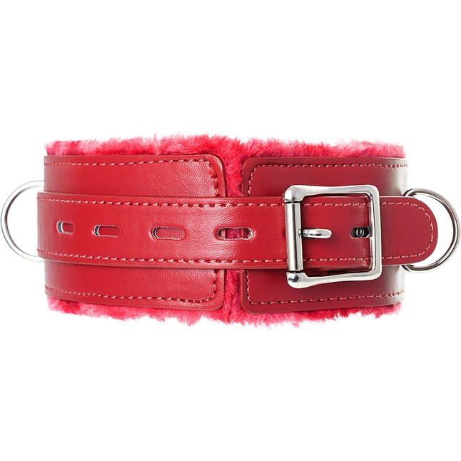 Красный ошейник с подкладкой из меха - Anonymo. Фотография 4.