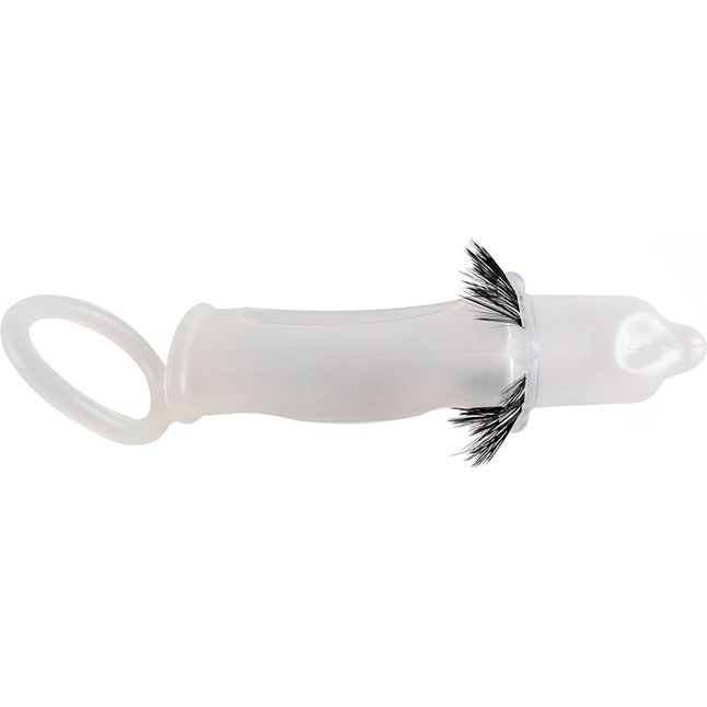 Эластичная насадка на пенис с подхватом мошонки и стимулирующими «ресничками». Фотография 3.