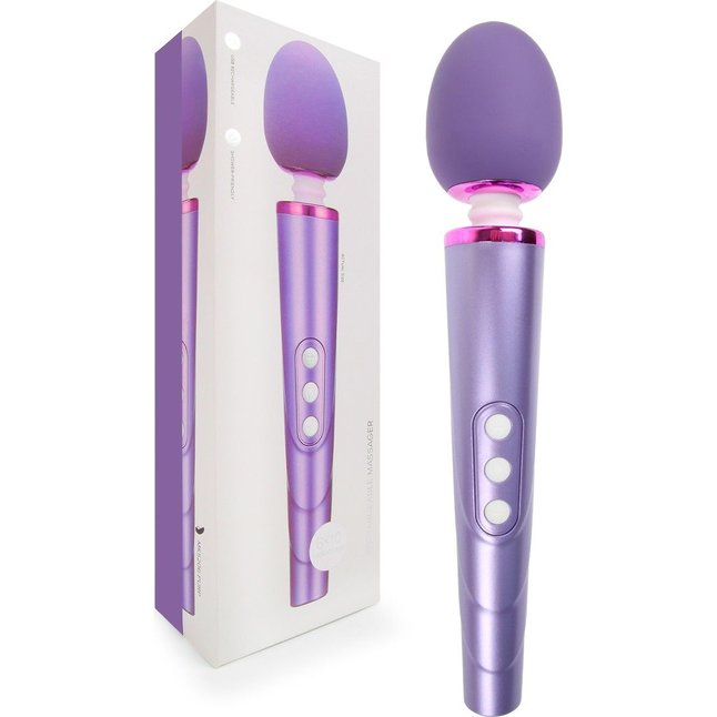 Сиреневый жезловый вибромассажер с головкой на гибкой шее - 25,5 см. Фотография 2.