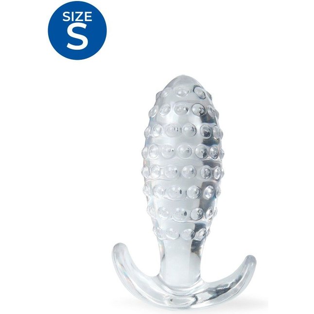 Прозрачная анальная пробка с шишечками - 6,5 см - SEX EXPERT. Фотография 2.