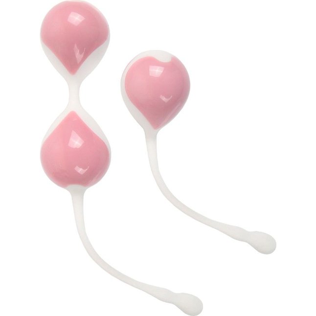 Набор розово-белых вагинальных шариков: двойные и одинарный. Фотография 4.