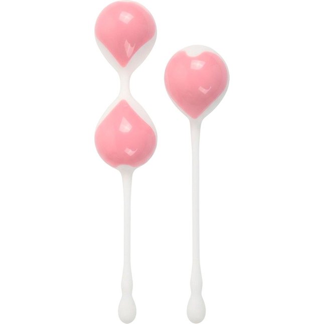 Набор розово-белых вагинальных шариков: двойные и одинарный