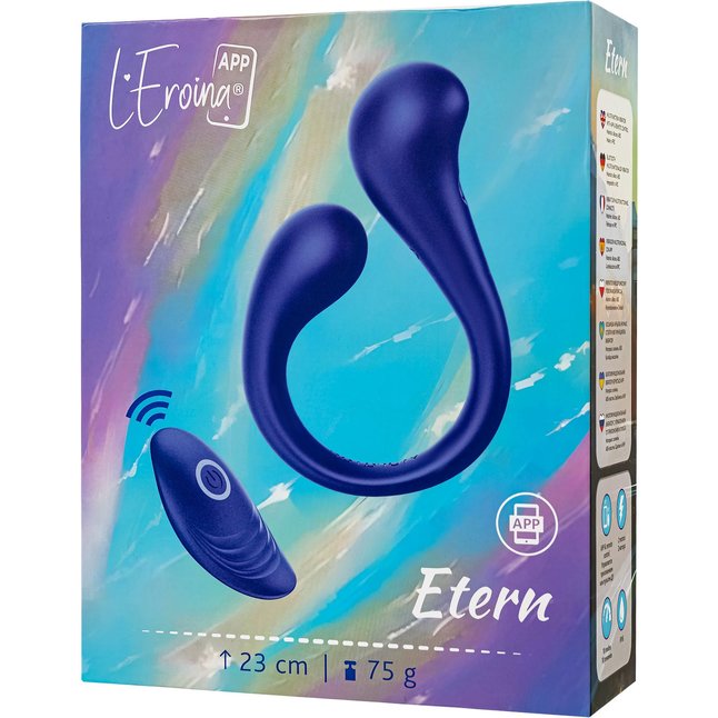 Синий многофункциональный вибратор Etern с пультом ДУ - L EROINA. Фотография 11.