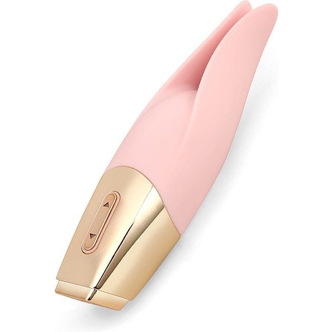 Нежно-розовый мини-вибратор с раздвоенным кончиком - 12,3 см. Фотография 2.