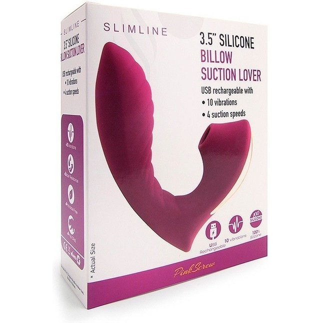 Сливовый вибромассажер с вакуумной стимуляцией клитора. Фотография 3.