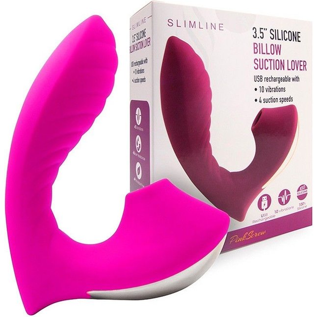 Ярко-розовый вибромассажер с вакуумной стимуляцией клитора