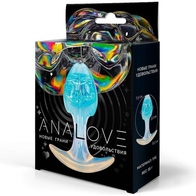 Голубоватая анальная пробка - 8,2 см. Фотография 3.