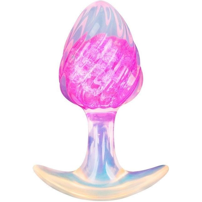 Розоватая анальная пробка со спиралевидным рельефом - 9 см. Фотография 2.