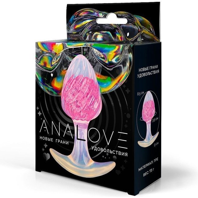 Розоватая анальная пробка со спиралевидным рельефом - 9 см. Фотография 3.