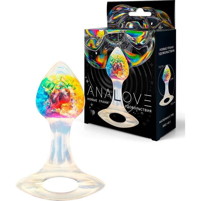 Яркая анальная пробка с ручкой - 8,5 см