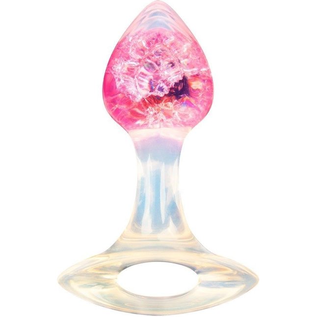 Розоватая анальная пробка с ручкой - 8,5 см. Фотография 2.