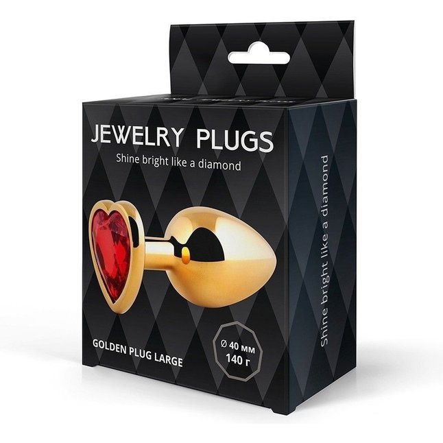 Золотистая анальная пробка с красным кристаллом - 9 см. Фотография 3.