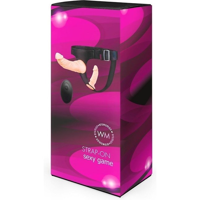 Женский страпон с 2 насадками, вибрацией и пультом ДУ - EROWOMAN-EROMAN. Фотография 3.