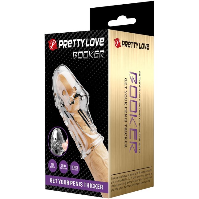Прозрачная насадка на пенис Booker - 8 см - Pretty Love. Фотография 2.