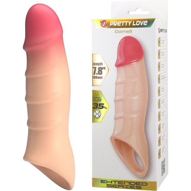 Телесная удлиняющая насадка на пенис Darnel - Pretty Love. Фотография 3.