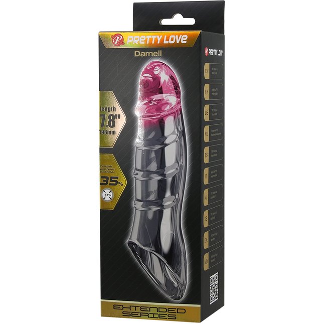 Прозрачная удлиняющая насадка на пенис Darnel. Фотография 2.