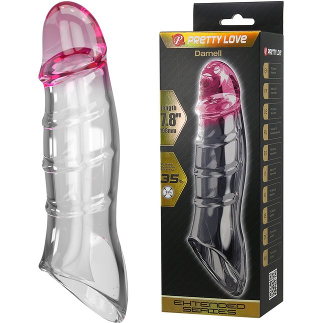 Прозрачная удлиняющая насадка на пенис Darnel. Фотография 3.