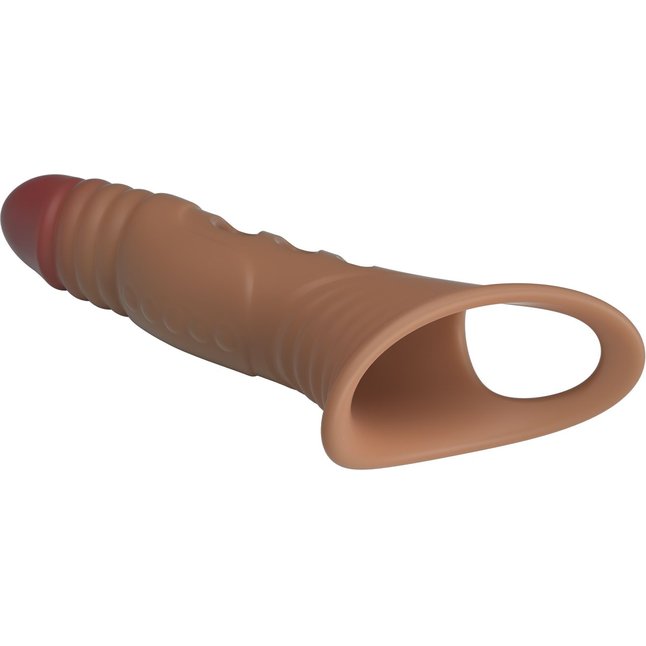 Карамельная удлиняющая насадка на пенис с вибрацией - Pretty Love. Фотография 4.