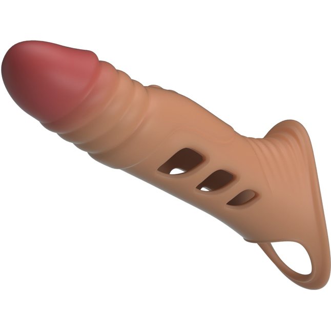 Карамельная удлиняющая насадка на пенис с вибрацией - Pretty Love. Фотография 6.