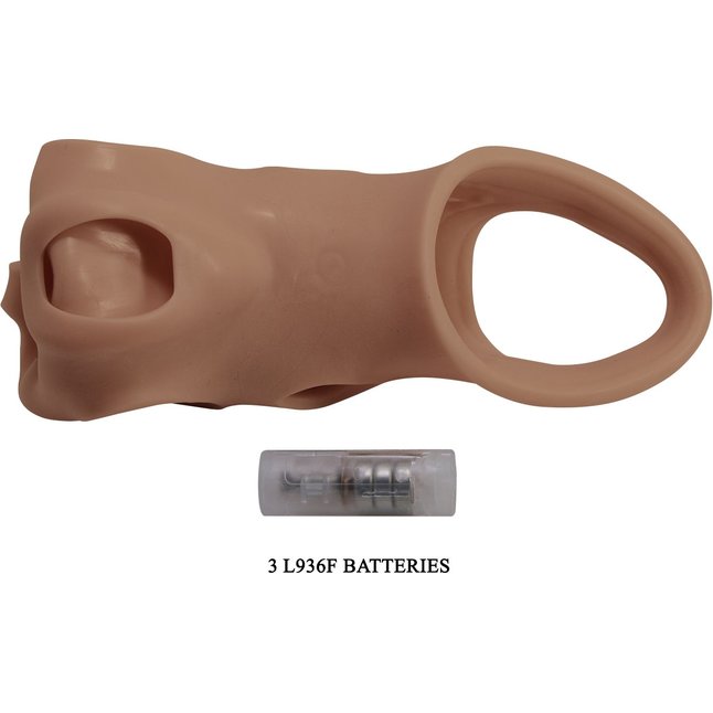 Карамельная удлиняющая насадка на пенис с вибрацией - Pretty Love. Фотография 9.