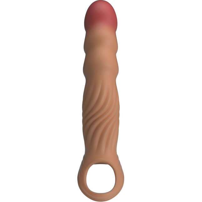 Карамельная удлиняющая насадка на пенис с вибрацией и пультом ДУ - Pretty Love. Фотография 6.