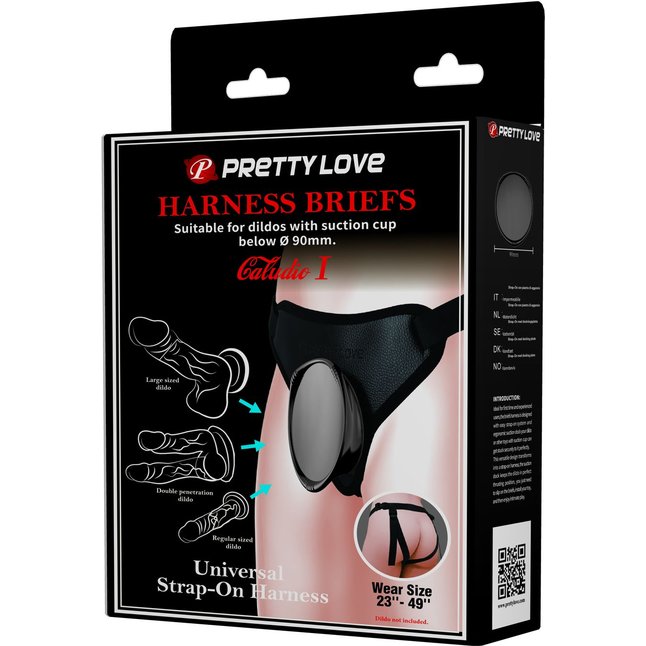 Черные трусики харнесс с платформой Caludio I - Pretty Love. Фотография 3.