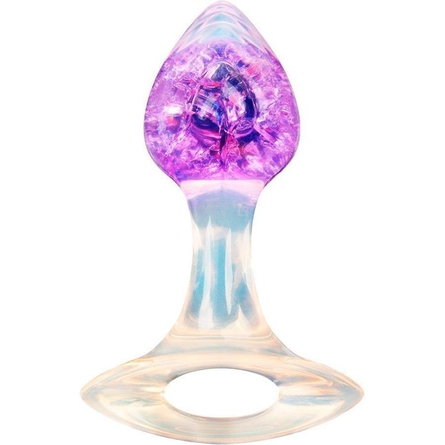 Сиреневатая анальная пробка с ручкой - 8,5 см. Фотография 2.