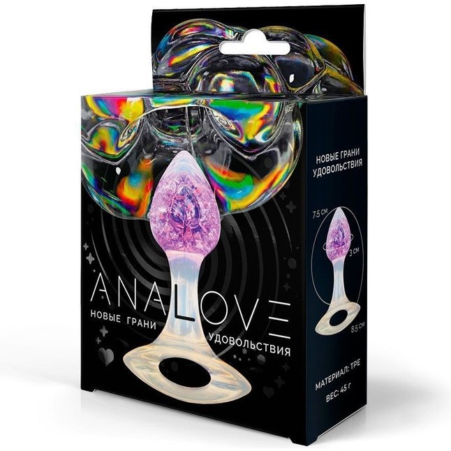 Сиреневатая анальная пробка с ручкой - 8,5 см. Фотография 3.