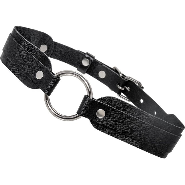 Черный кожаный чокер-ошейник со скруглёнными углами. Фотография 4.