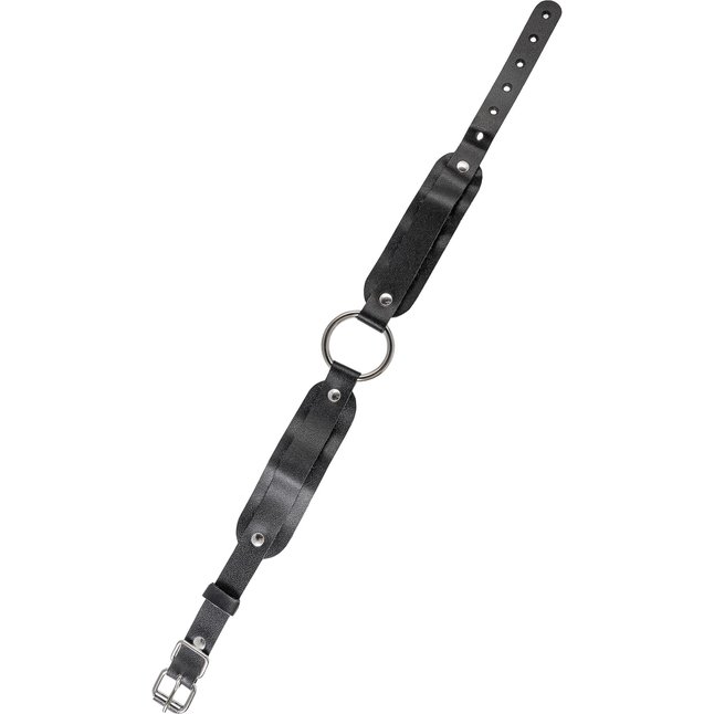 Черный кожаный чокер-ошейник со скруглёнными углами. Фотография 5.