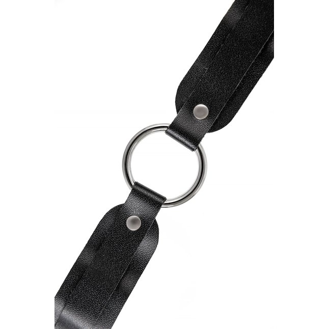 Черный кожаный чокер-ошейник со скруглёнными углами. Фотография 6.