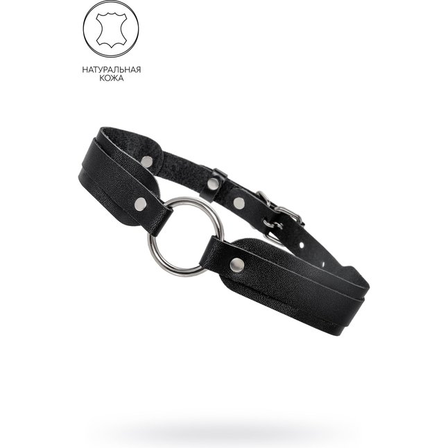 Черный кожаный чокер-ошейник со скруглёнными углами