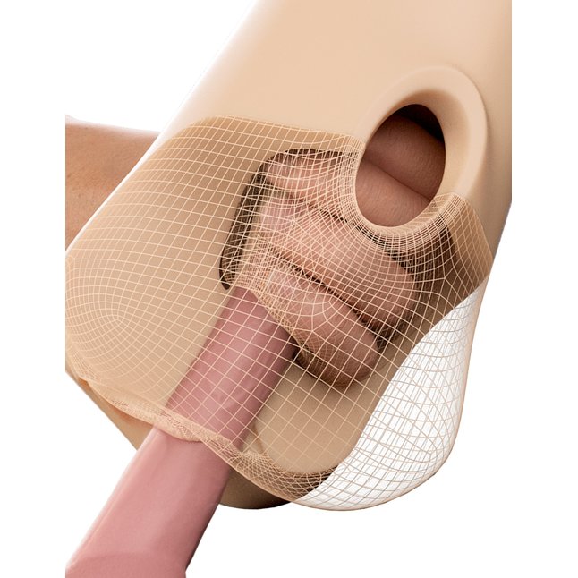 Телесный мастурбатор с вибрацией Double Pounder Vibrating Squeeze Stroker - PDX Plus. Фотография 5.