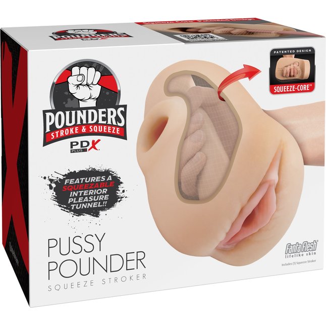 Телесный мастурбатор-вагина Pussy Pounder Squeeze Stroker - PDX Plus. Фотография 2.