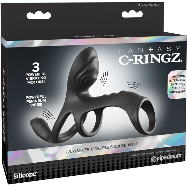Черная насадка на пенис Ultimate Couples Cage Max - Fantasy C-Ringz. Фотография 5.