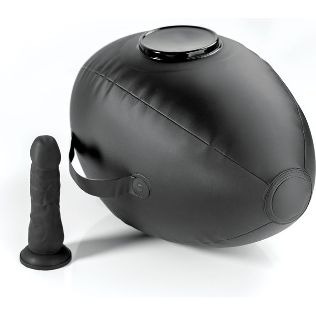 Черный надувной мяч с платформой для фиксации дилдо Body Dock Inflatable Love Ball - Fetish Fantasy Series. Фотография 3.