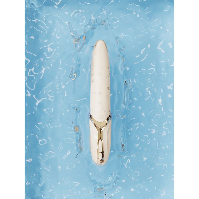 Бежевый вибростимулятор с имитацией оральных ласк и функцией нагрева Eve. Фотография 12.