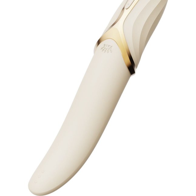 Бежевый вибростимулятор с имитацией оральных ласк и функцией нагрева Eve. Фотография 3.