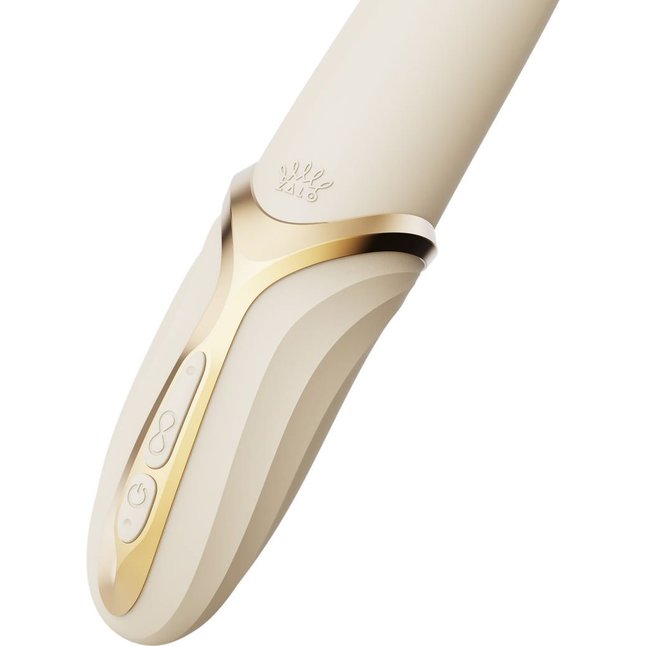 Бежевый вибростимулятор с имитацией оральных ласк и функцией нагрева Eve. Фотография 4.